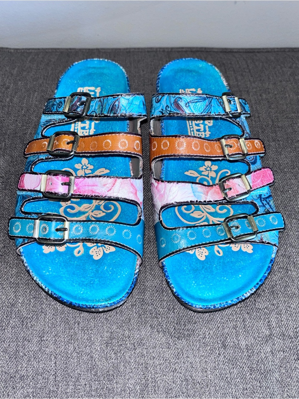L'ARTISTE WOMEN'S CHAIMA SLIDE SANDALS TURQUOISE Sz 8 (38) Spring Step - Picture 2 of 5